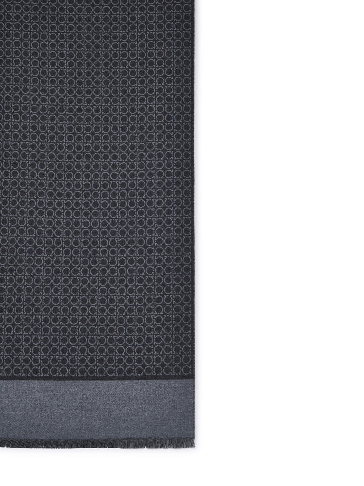 Ferragamo Gancini Scarf In Gray Wool In Blue