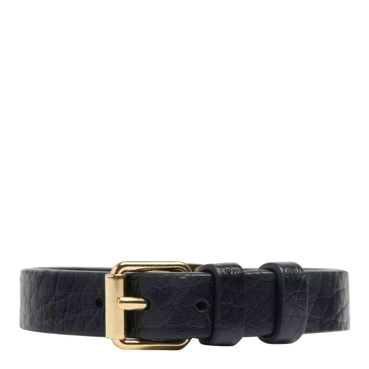 Valentino Adjustable Length Leather Textured Bracelets In Black
