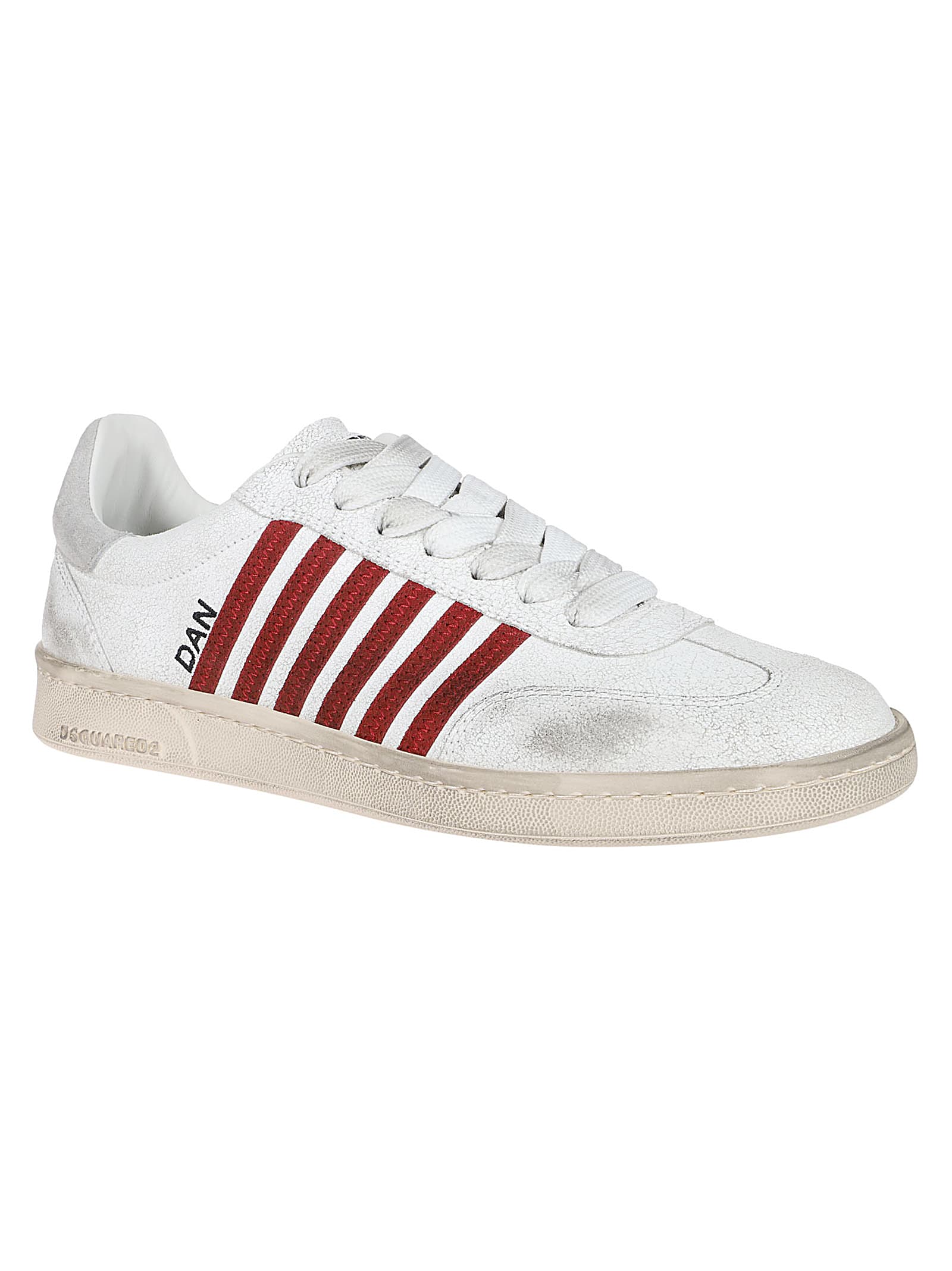 Shop Dsquared2 Boxer Lace-up Low Top Sneakers In Bianco/bordeaux/grigio