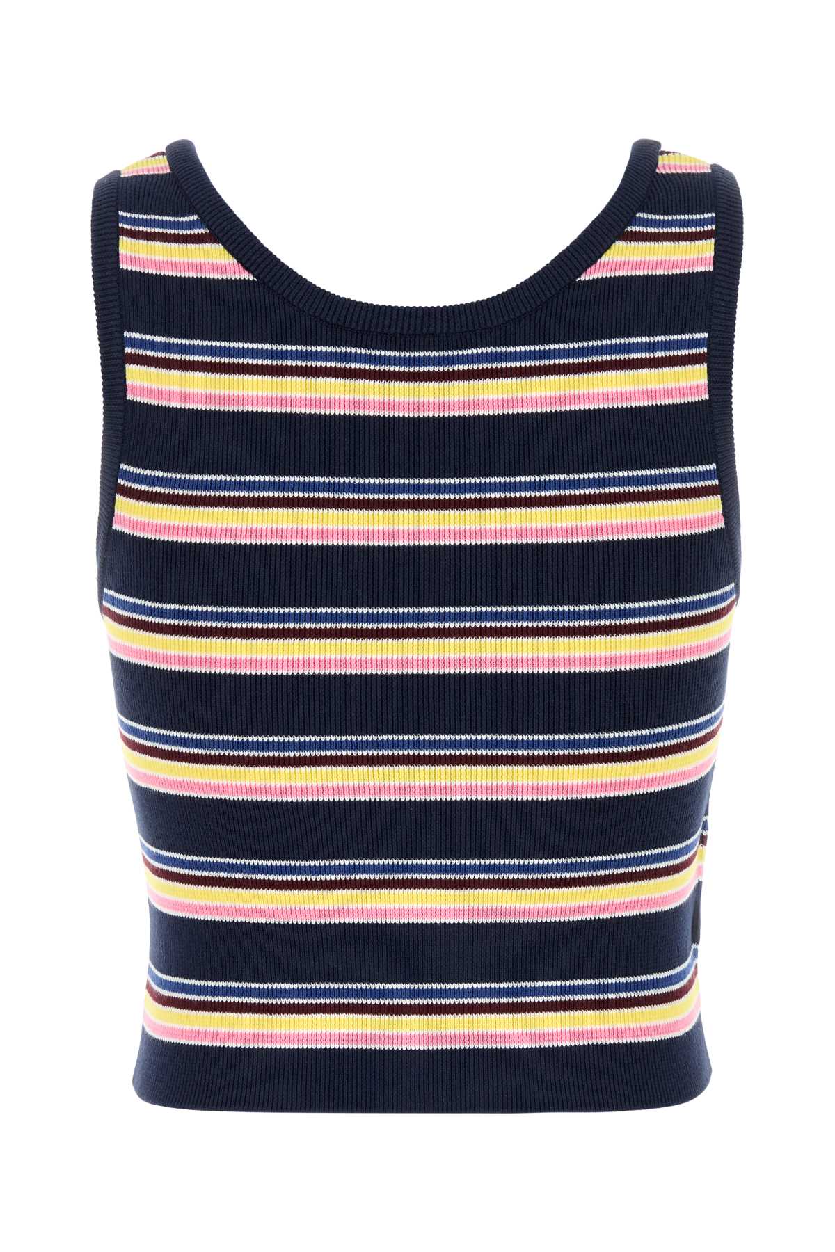 Prada Embroidered Cotton Tank Top In Black