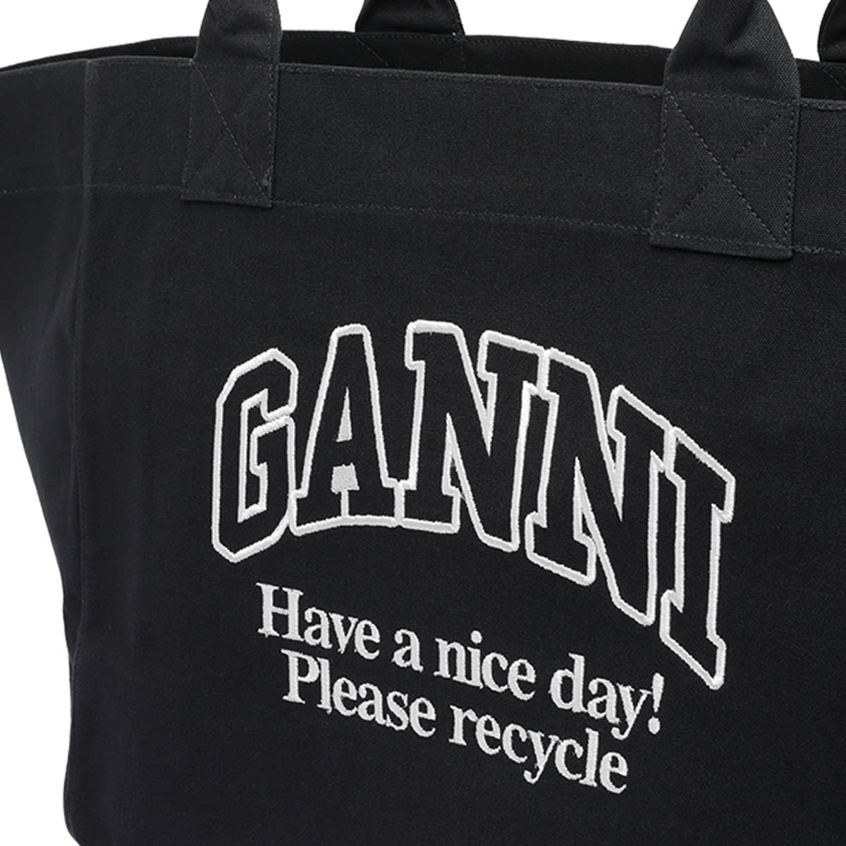Ganni Women Xxl Canvas Tote Bag In Black