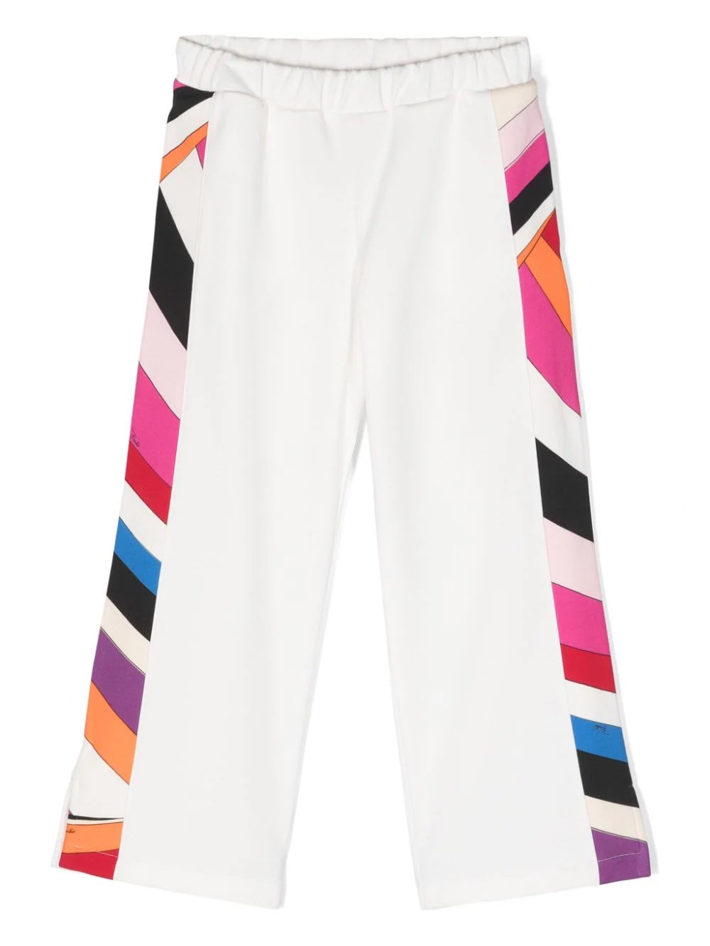 Shop Pucci Straight White Joggers With Purple/multicoloured Iride Print On Sides