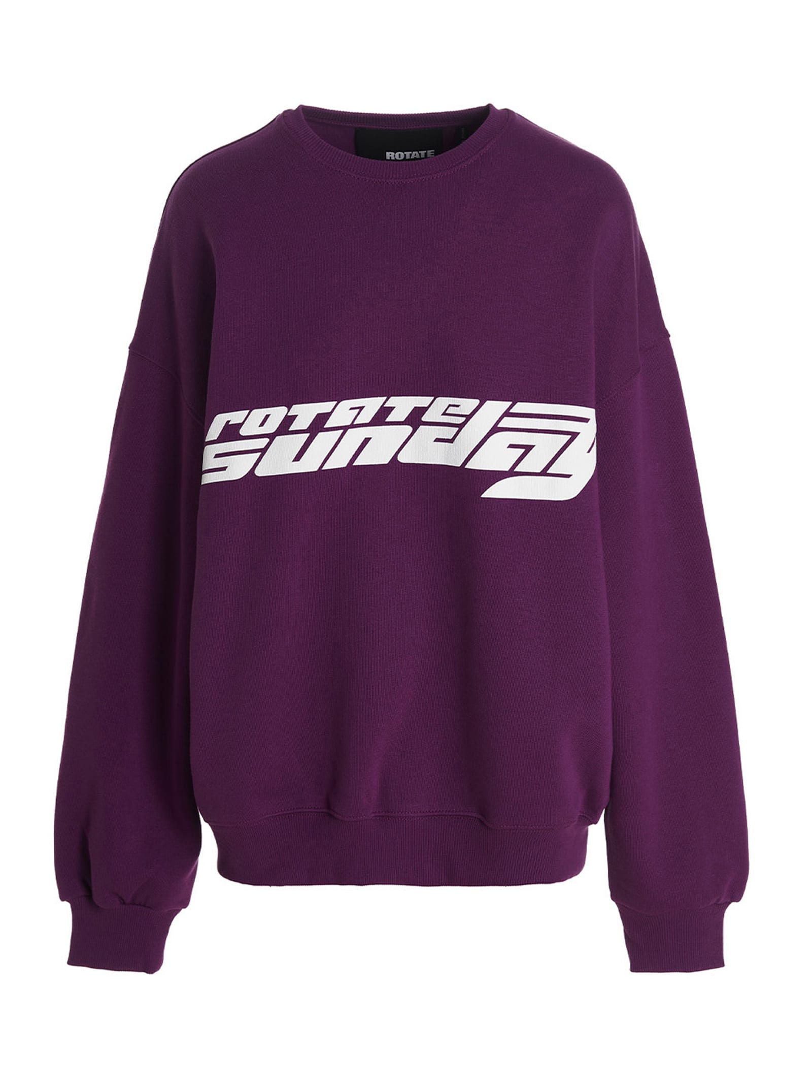 Rotate Birger Christensen Logo-print Crewneck Organic-cotton Sweatshirt In Purple