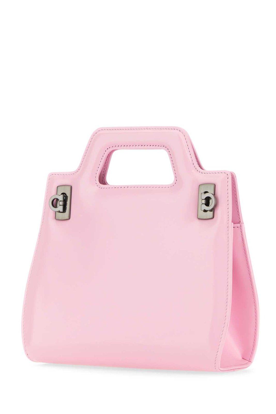 Ferragamo Wanda Mini Leather Top Handle Bag In Pink