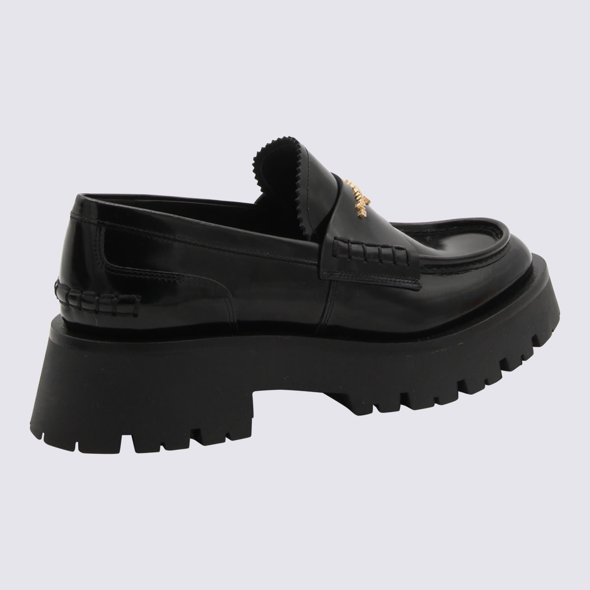 Shop Alexander Wang Black Leather Carter Loafers