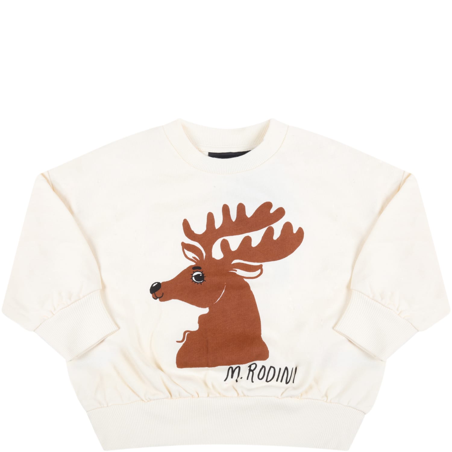 Mini Rodini Ivory Sweatshirt For Babykids With Deer