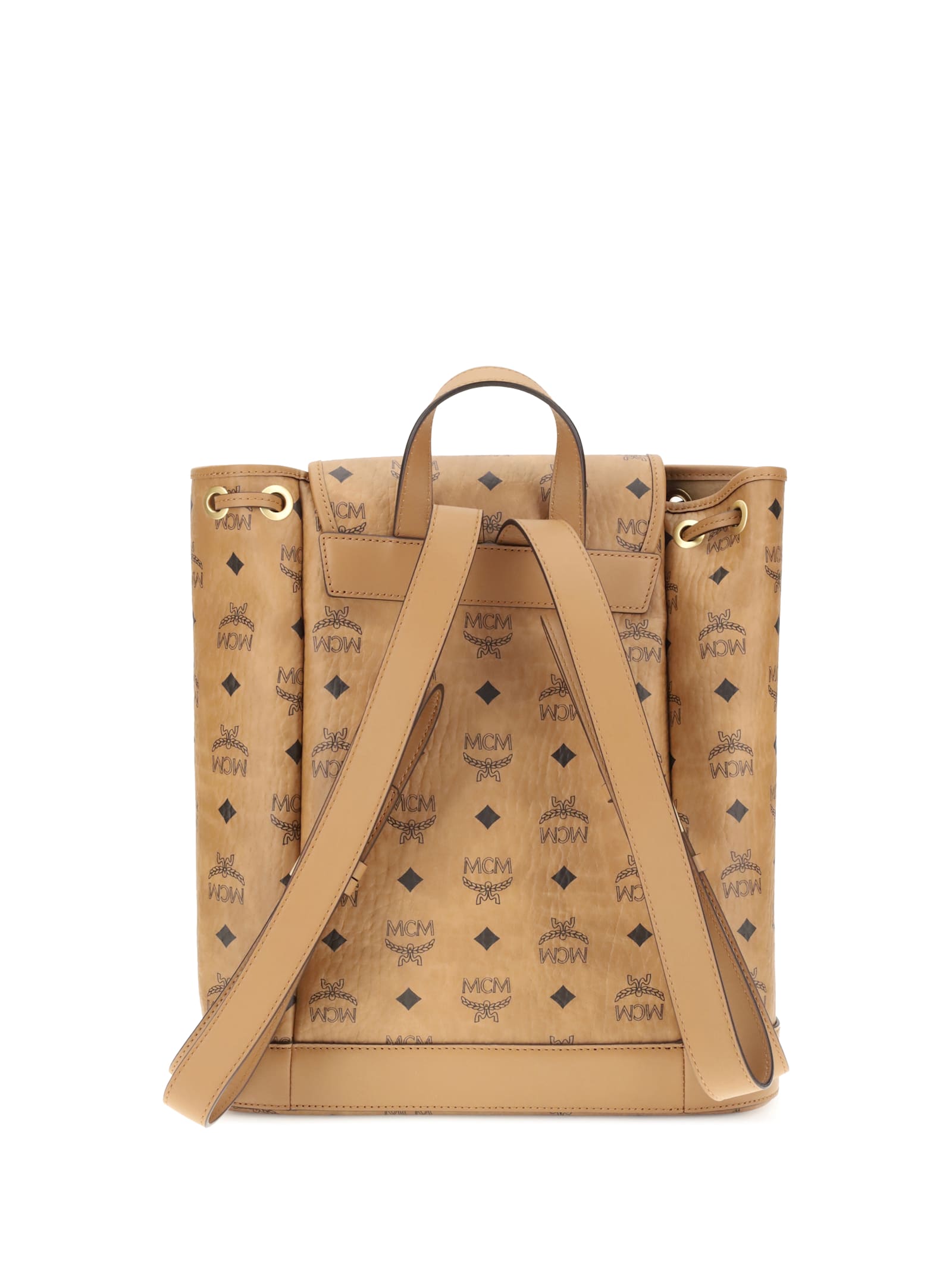 Mcm Printed Canvas Backpack