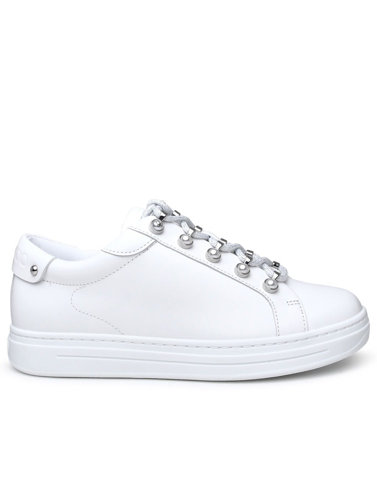 JIMMY CHOO ANTIBES WHITE LEATHER SNEAKERS