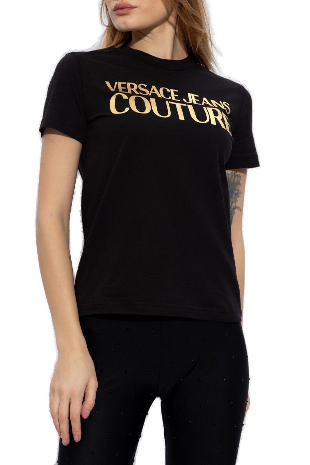 Shop Versace Jeans Couture Logo Printed Crewneck T-shirt