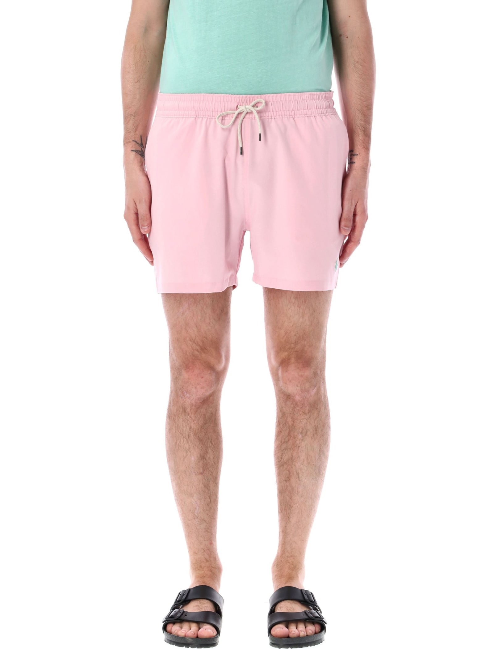 Shop Polo Ralph Lauren Tarveler Mid Trunck Slim Fit In Pink