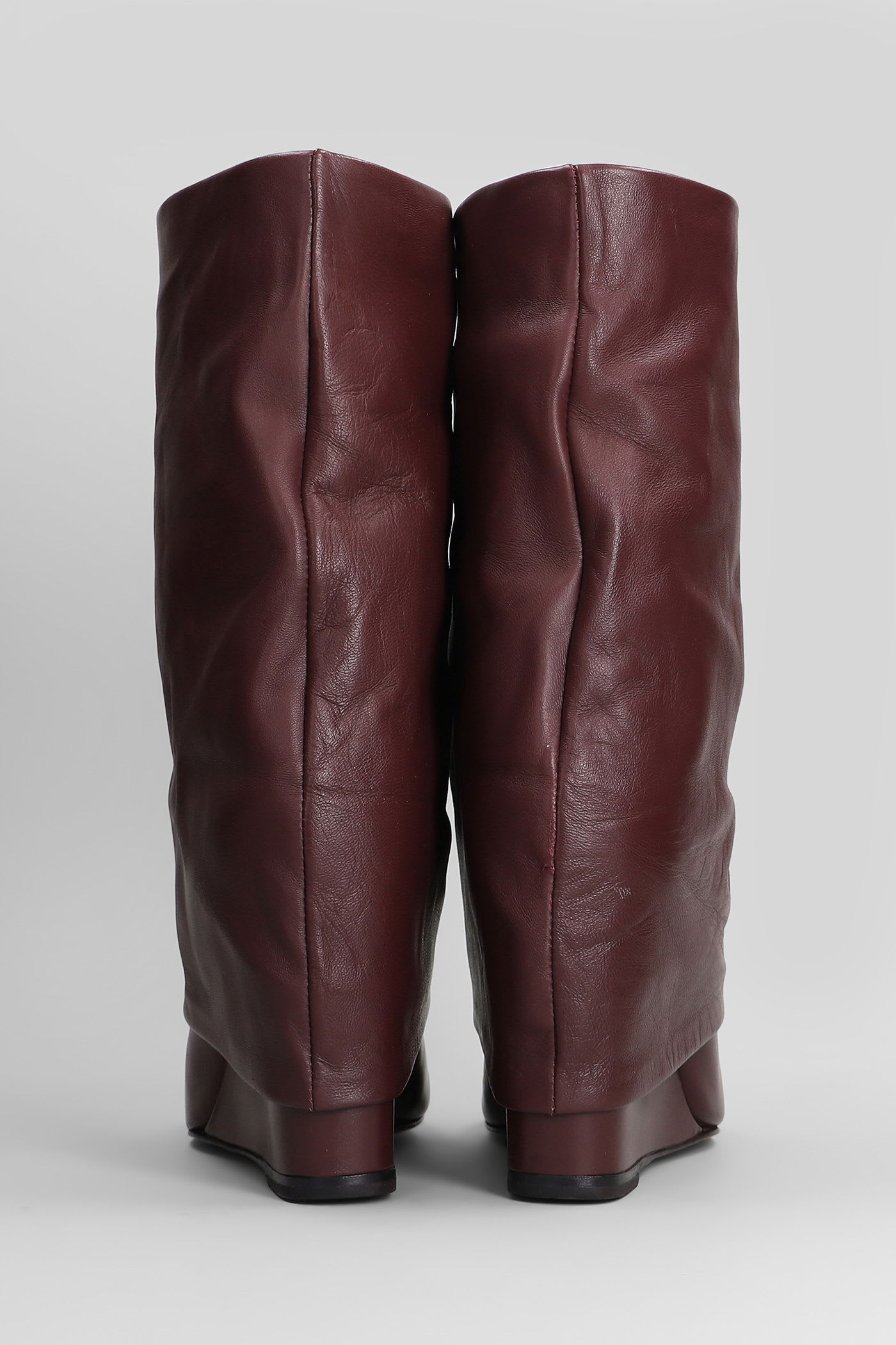 The Seller High Heels Ankle Boots In Bordeaux Leather In Burgundy