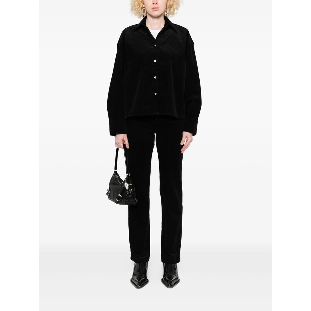 7 For All Mankind Embellished Straight Trousers In Black