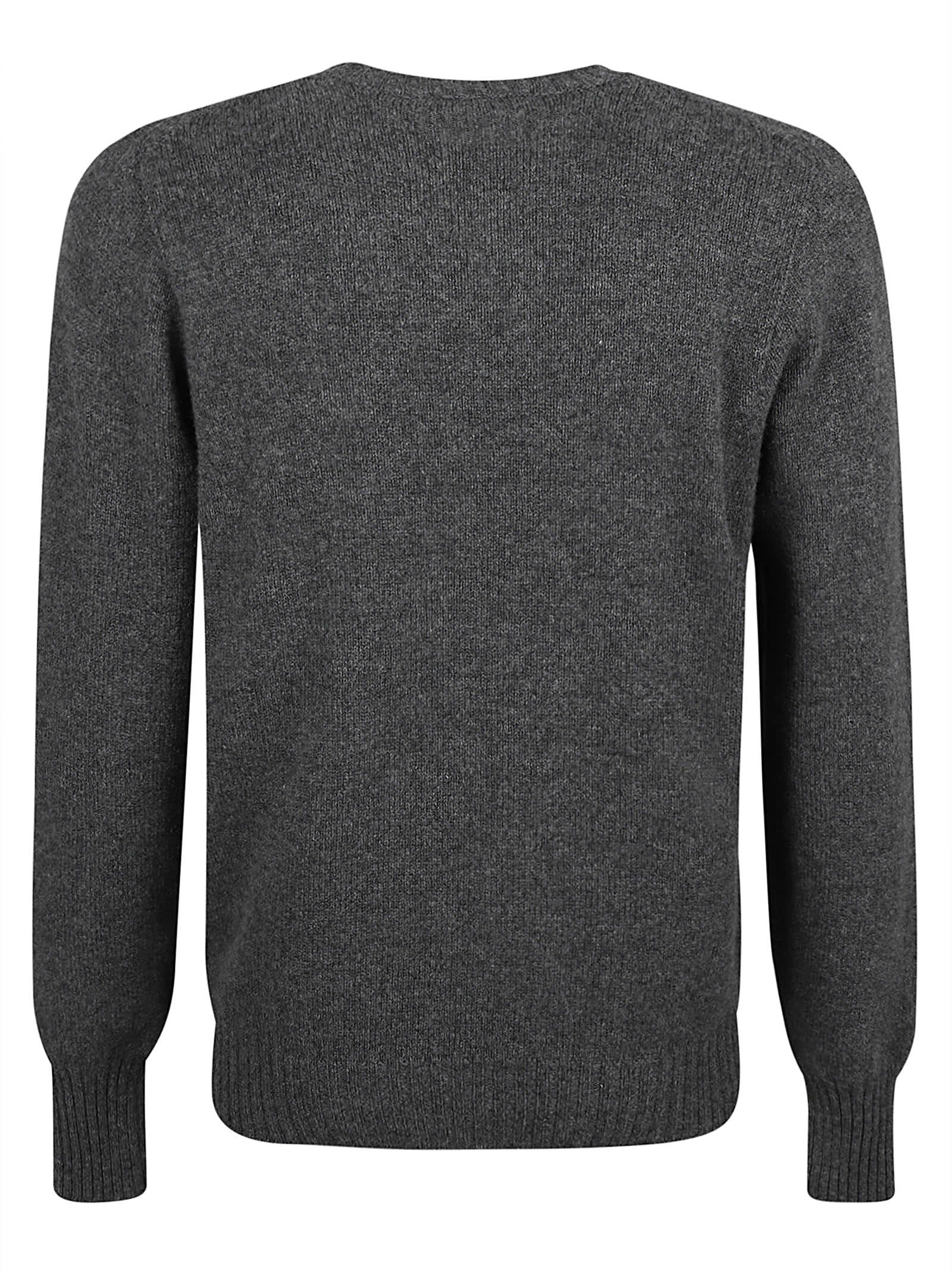 Shop Drumohr Round Neck Rib Trim Plain Sweater  In Grey