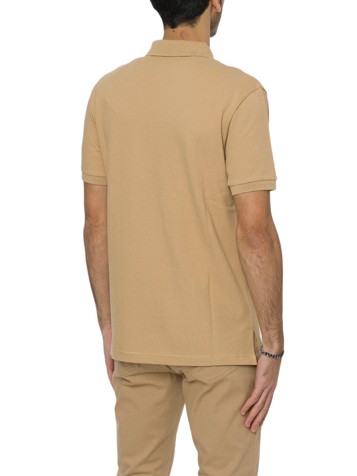 Shop Moschino Teddy Embroidered Polo Shirt In Beige