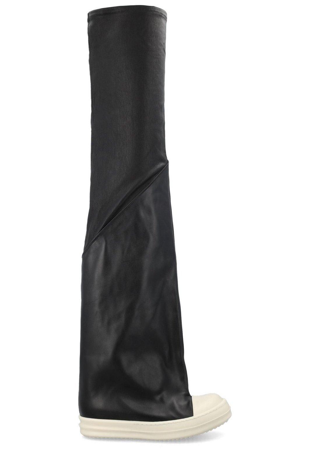 Shop Rick Owens Contrast-toe Thigh-high Boots In Black