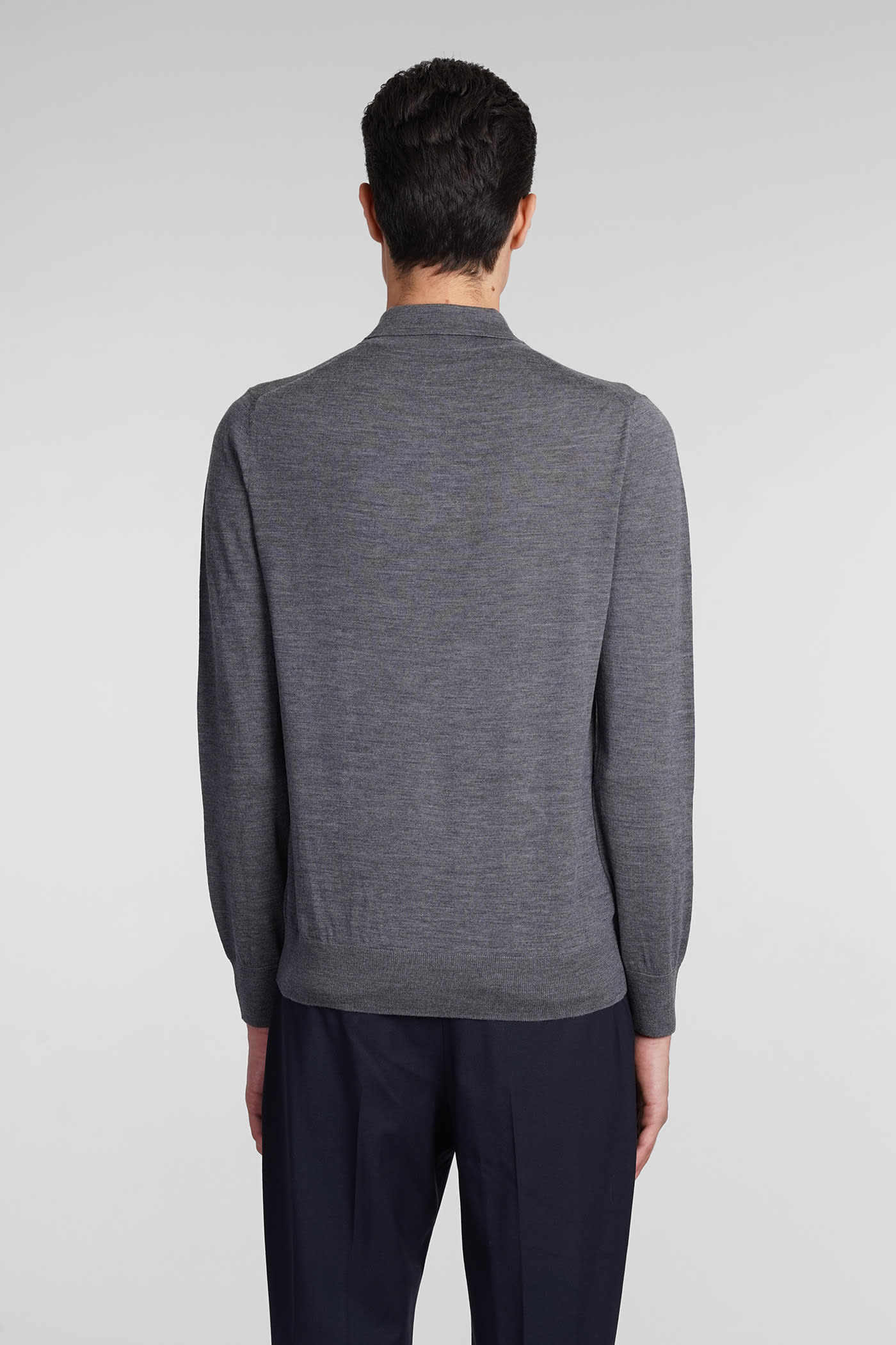 Shop Ballantyne Polo In Grey Wool