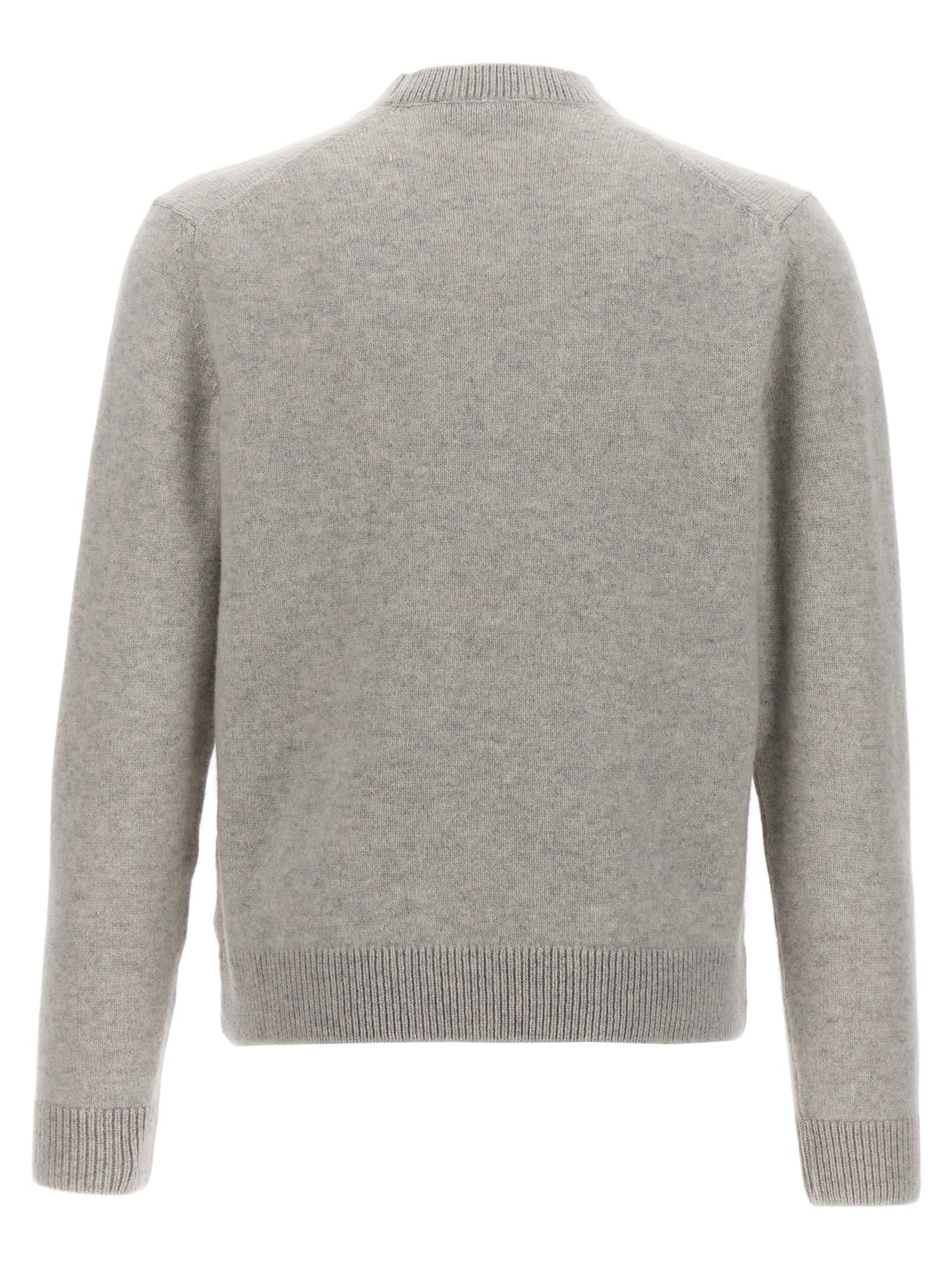 Shop Maison Kitsuné Baby Fox Sweater In Light Grey Melange