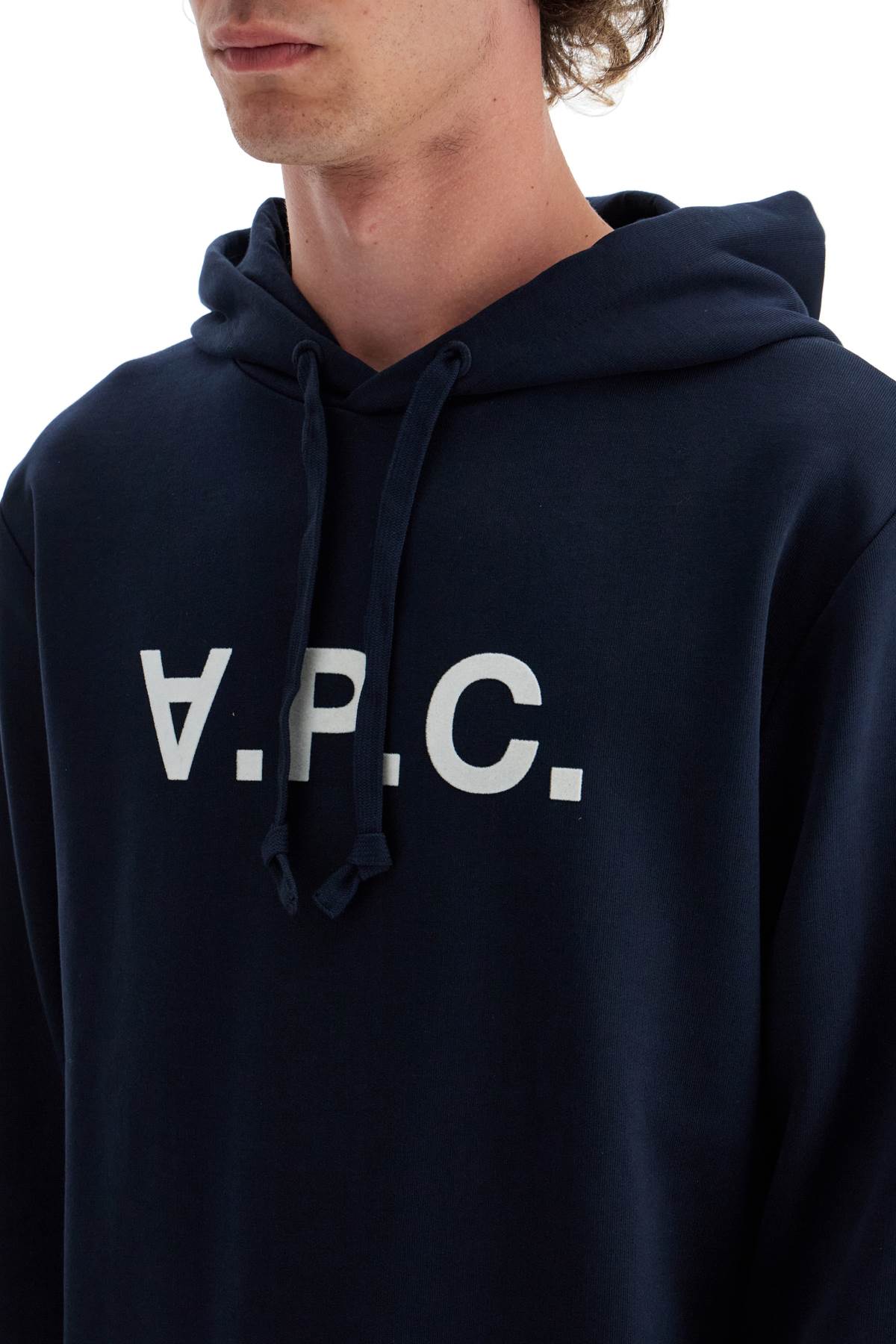 Shop Apc Grand Vpc Hoodie In Dark Navy/ecru (blue)