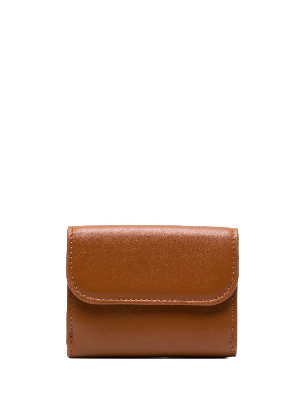 Shop Chloé Sense Logo-embroidered Leather Wallet In Caramel