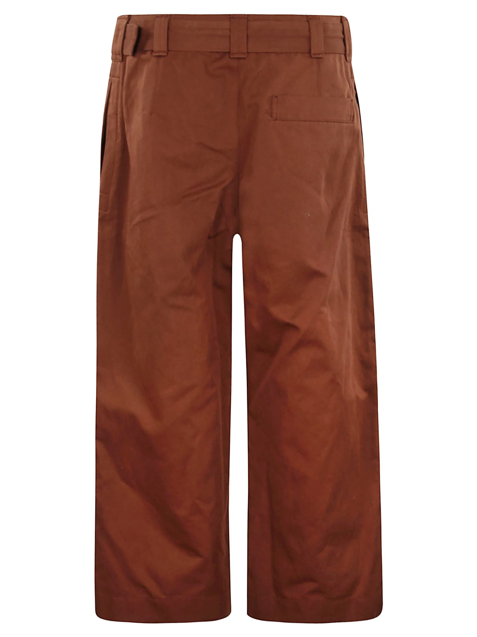 Shop Lemaire Cropped Belted Pocket Pants In Chocolate Fondant