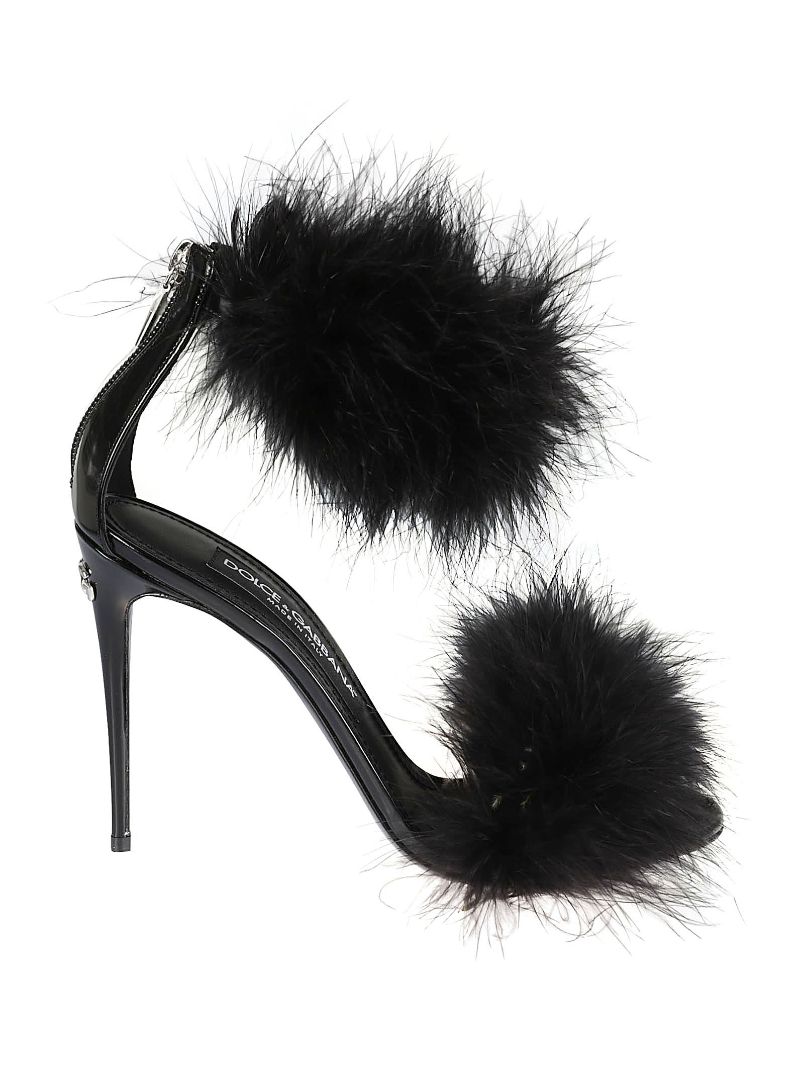 Dolce & Gabbana Fur Applique Ankle Strap Sandals