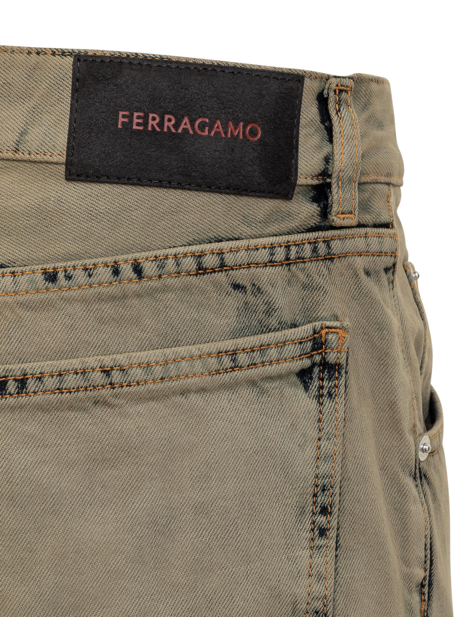 Shop Ferragamo Distressed Trousers In Blu Acid Wash