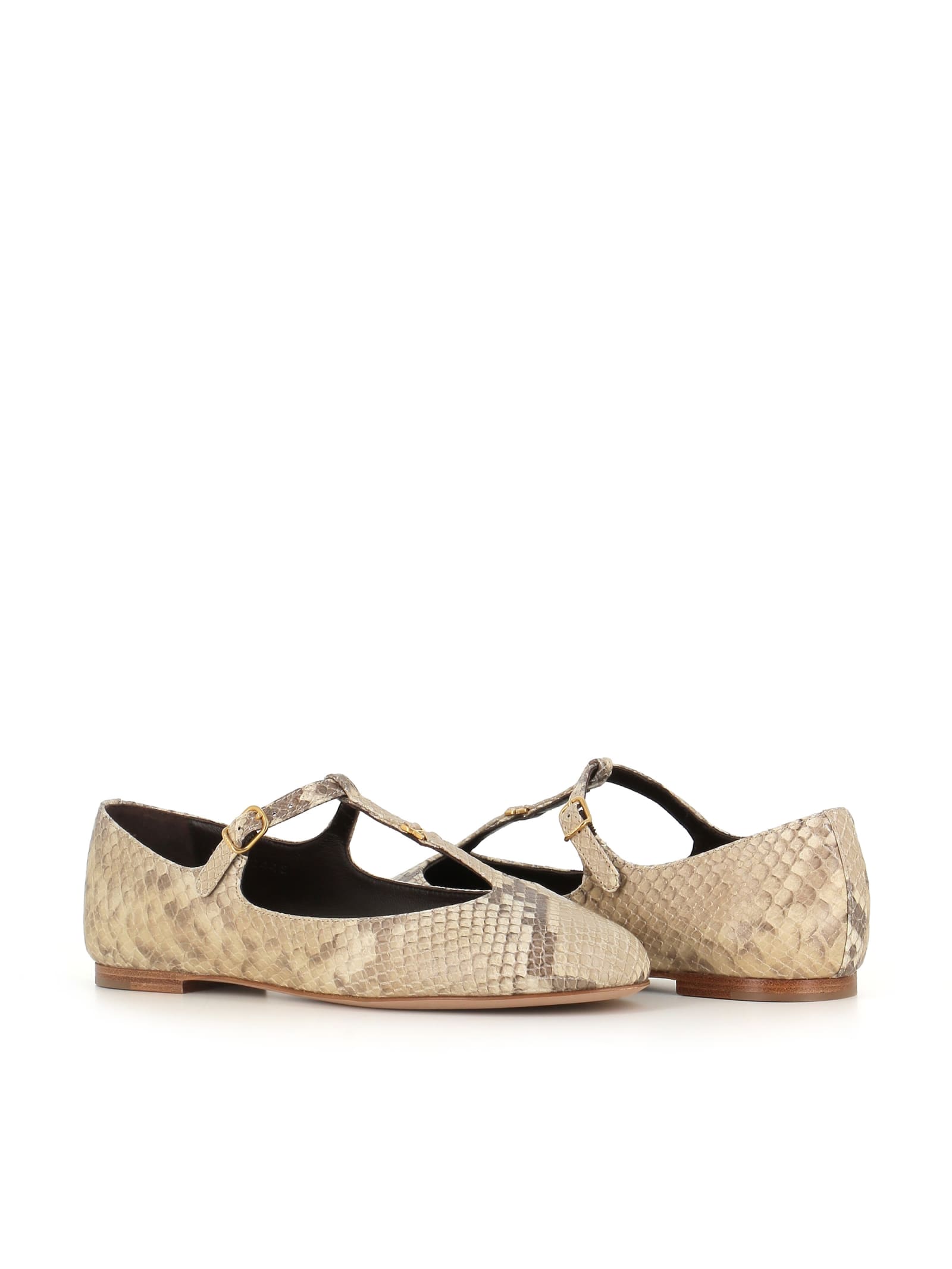 Shop Chloé Ballerina Marcie In Pitone Beige