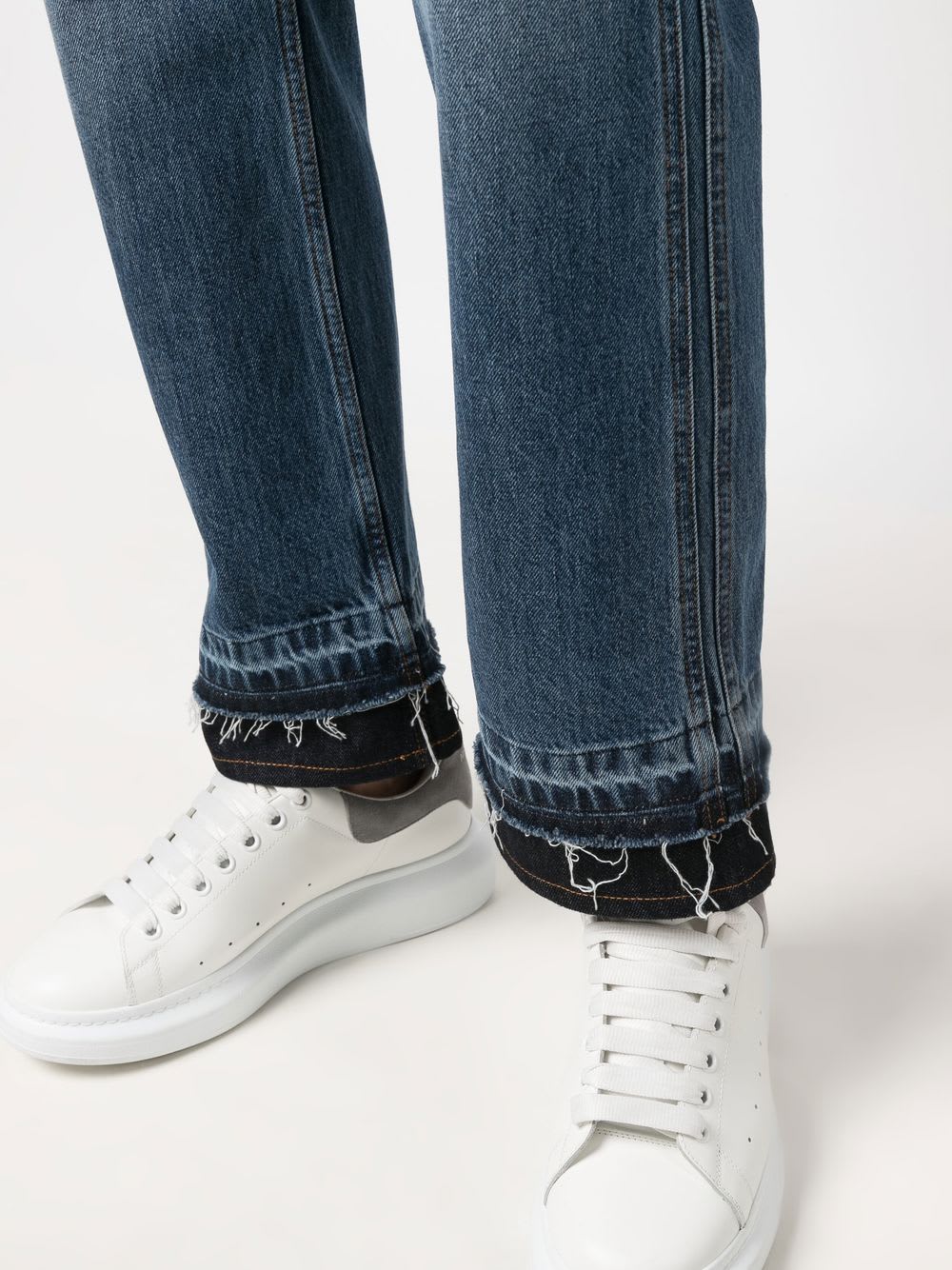 Alexander Mcqueen Straight-leg Cropped Jeans In Blue