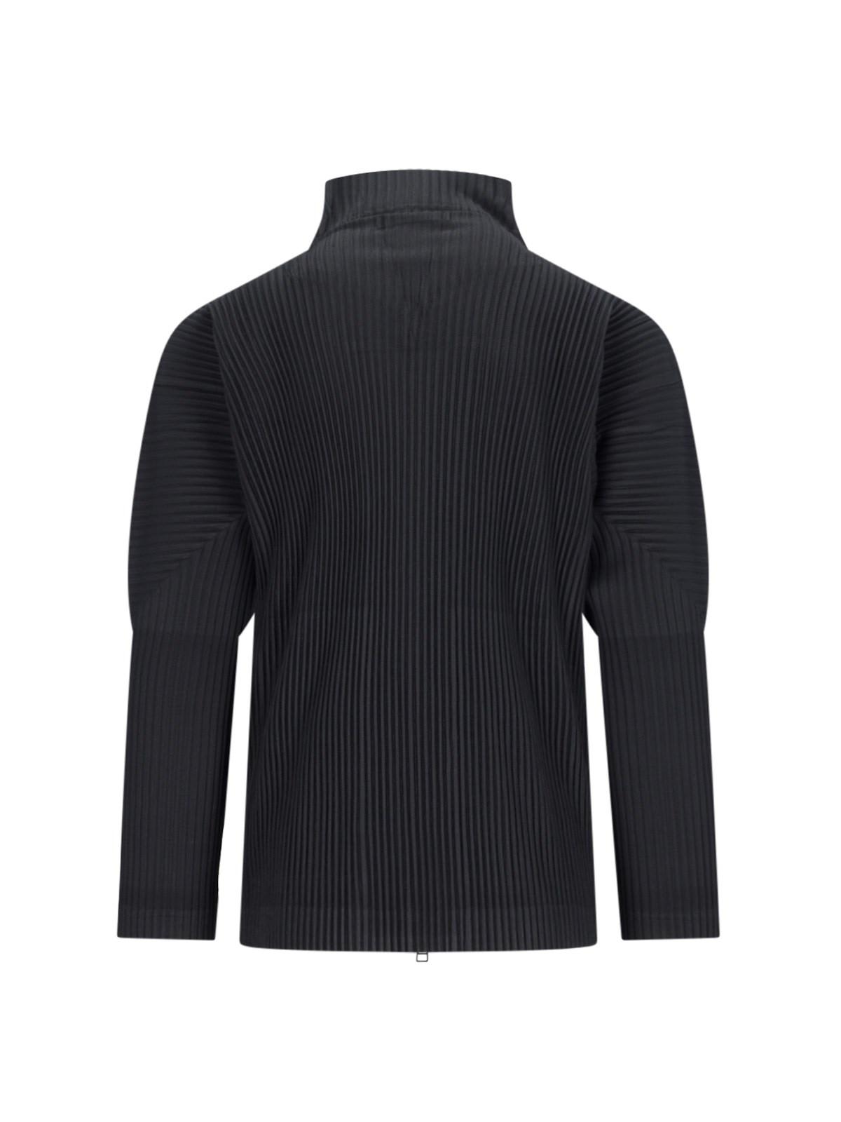 Shop Issey Miyake Pleated Zip Sweatshirt In Black
