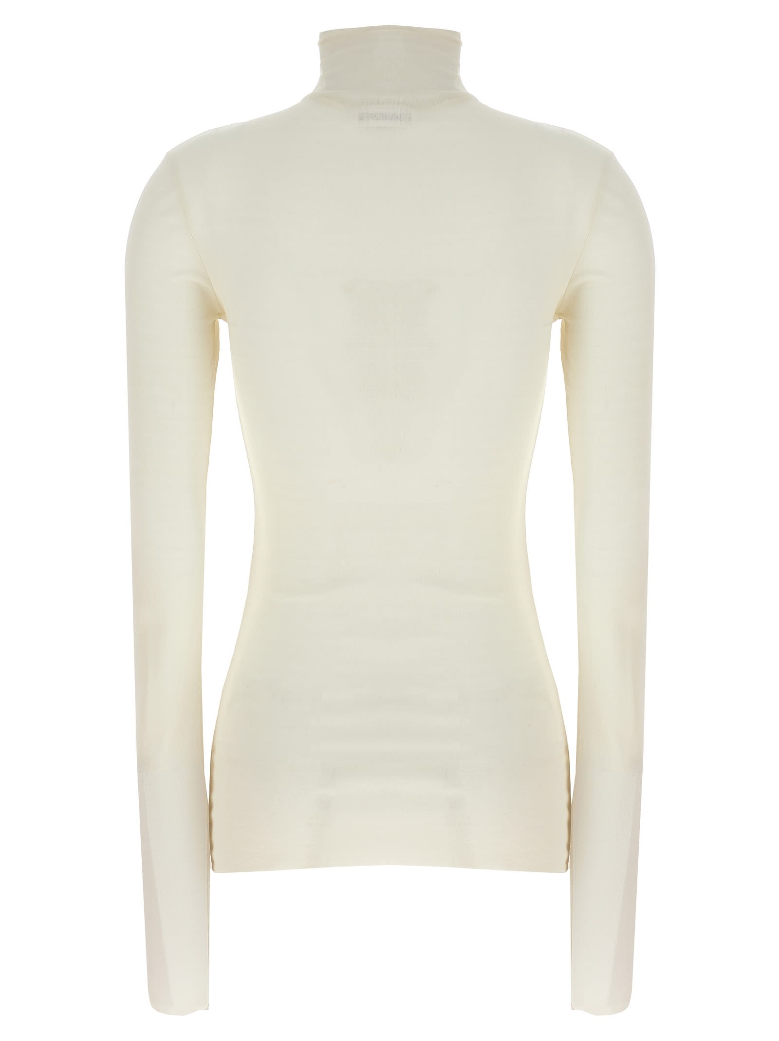 Shop Jil Sander Silk Turtleneck Top In White