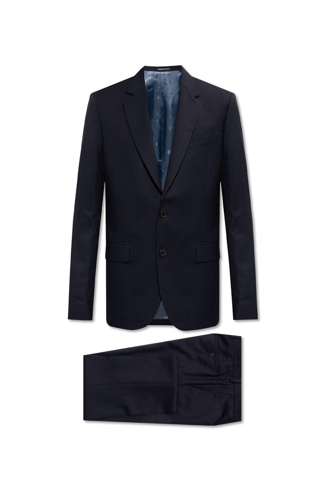 Shop Paul Smith Button-up Long-sleeved Suit In Blue