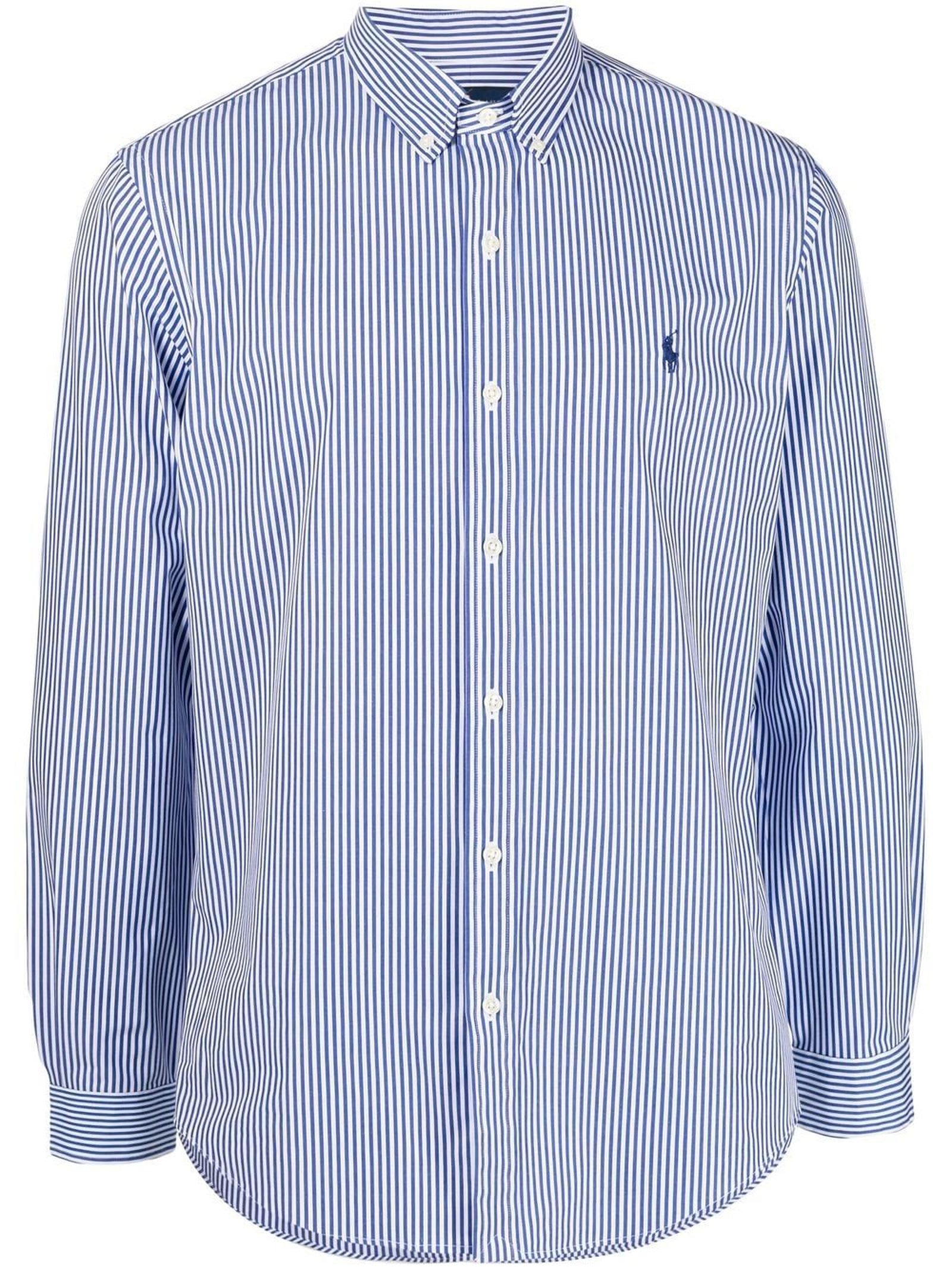 Ralph Lauren Blue Cotton Pinstripe Shirt