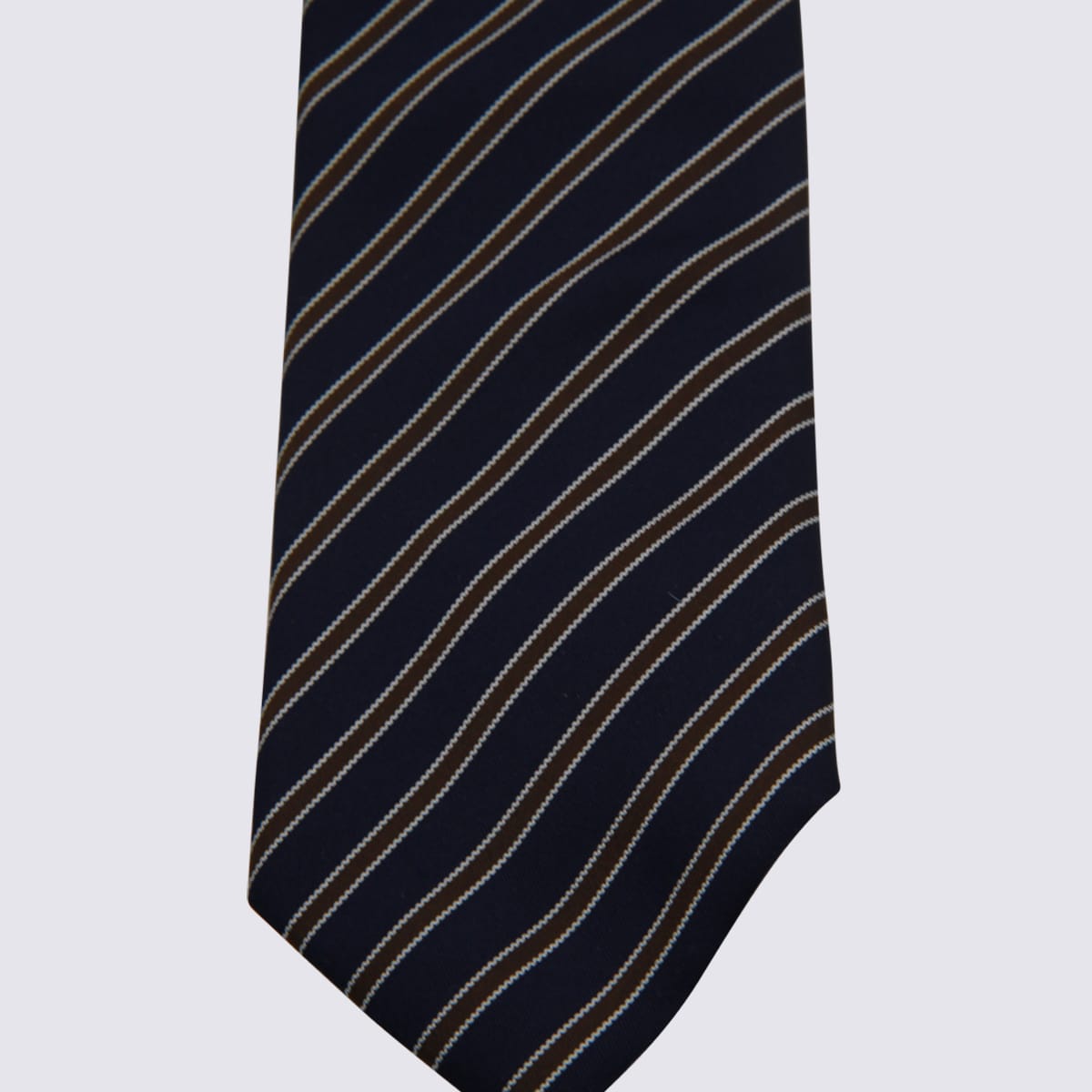 Zegna Diagonal Striped Tie Pointed Shape In Black