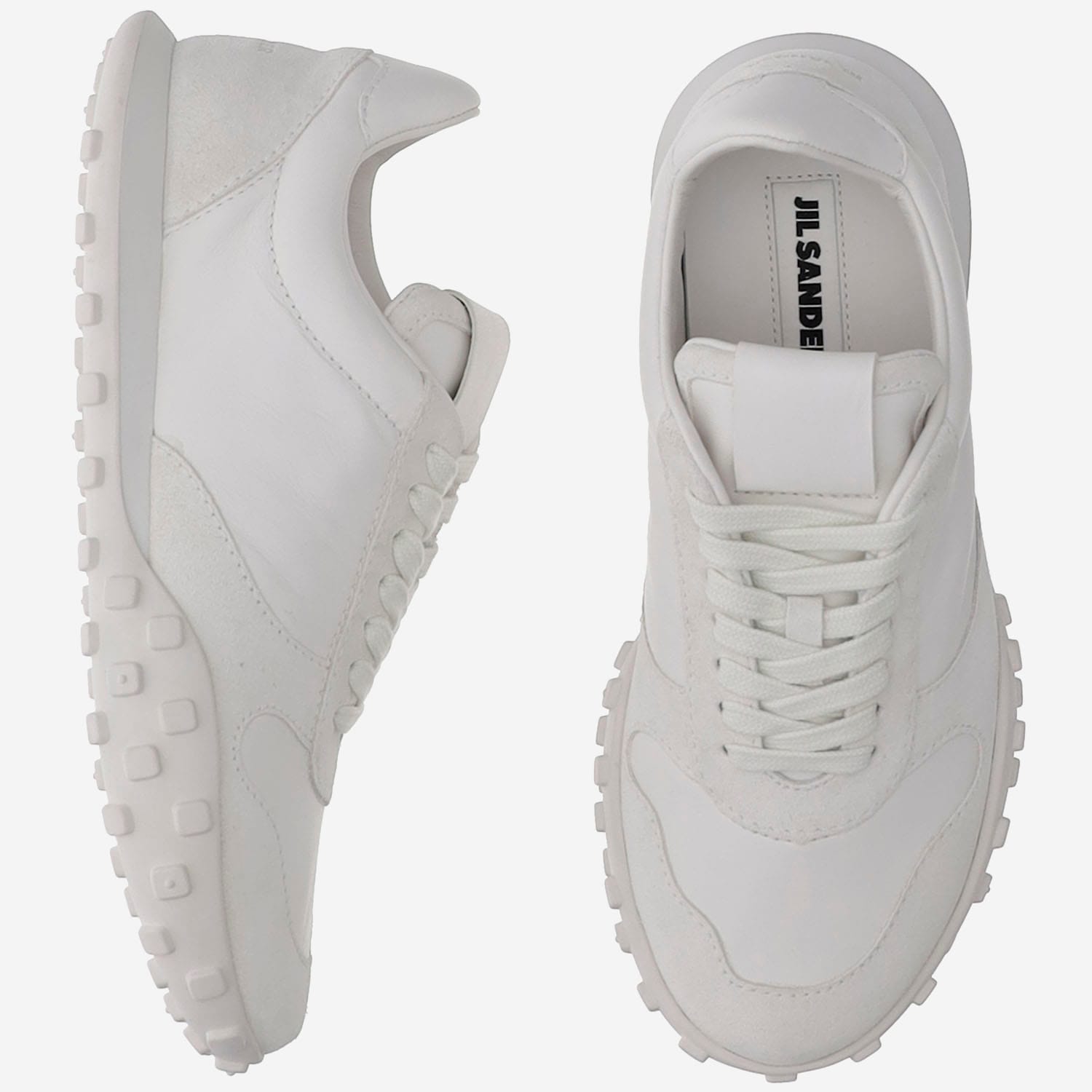 Jil Sander Satin-effect Nylon Sneakers With Suede Trim And Rubber Sole In Neutral