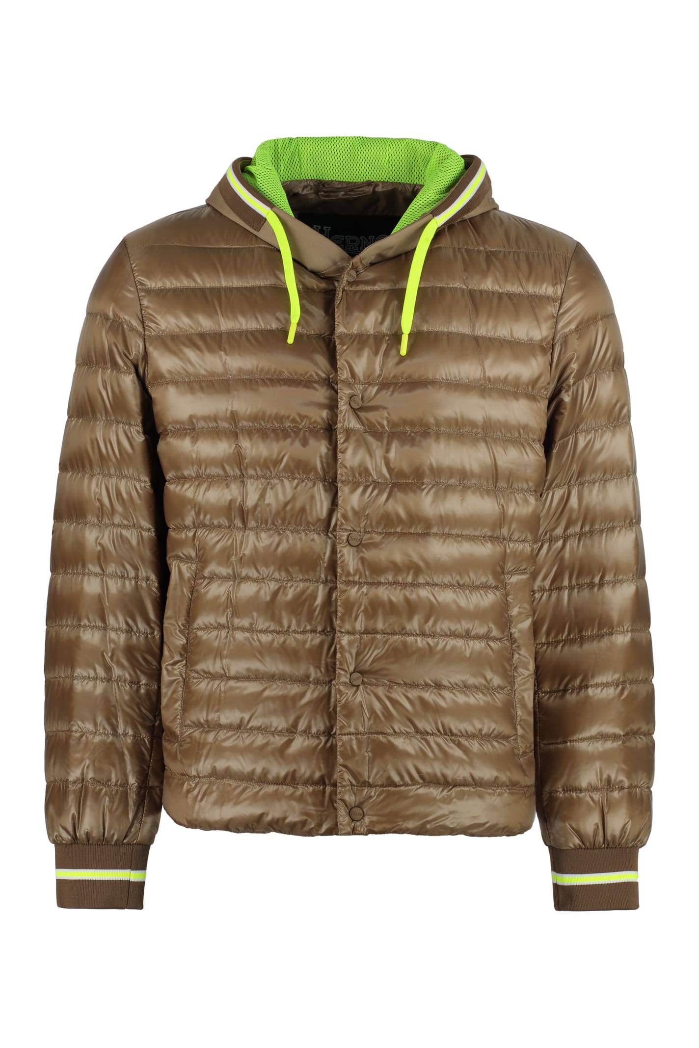 Herno Hooded Ultra-light Down Jacket In Camel