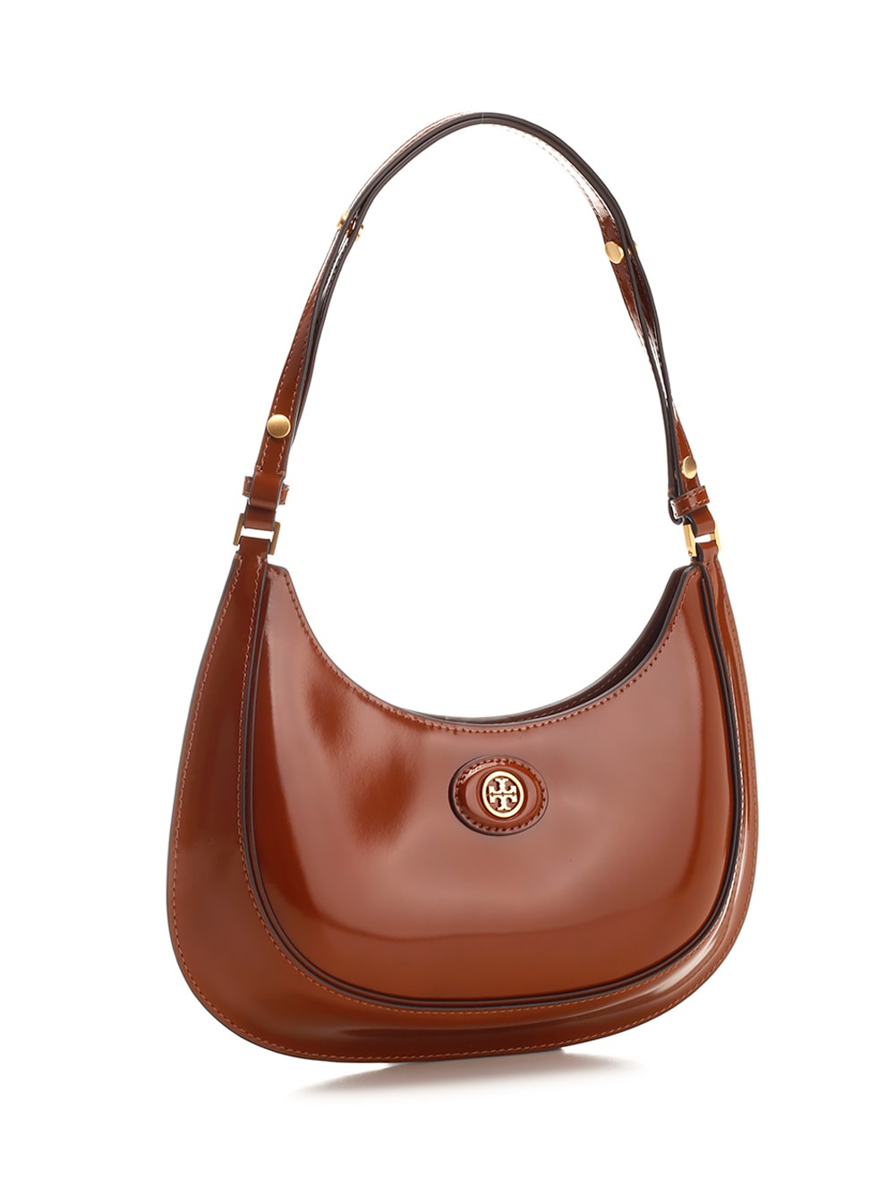 Shop Tory Burch Brushed Leather Hobo Bag In Dark Sienna