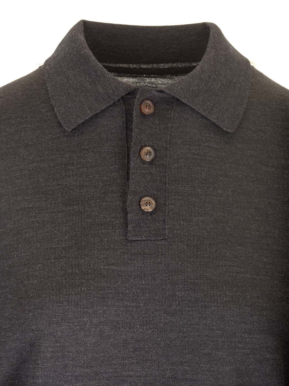 Shop Maison Margiela Knitted Polo Shirt In Grey