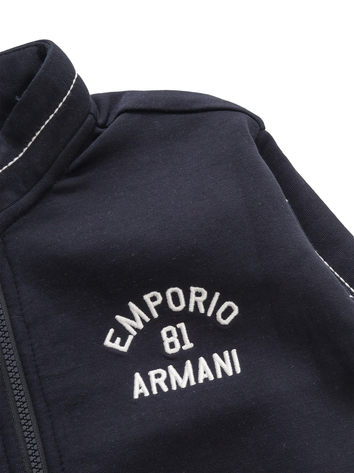 Shop Emporio Armani Zip Sweatshirt In Blue