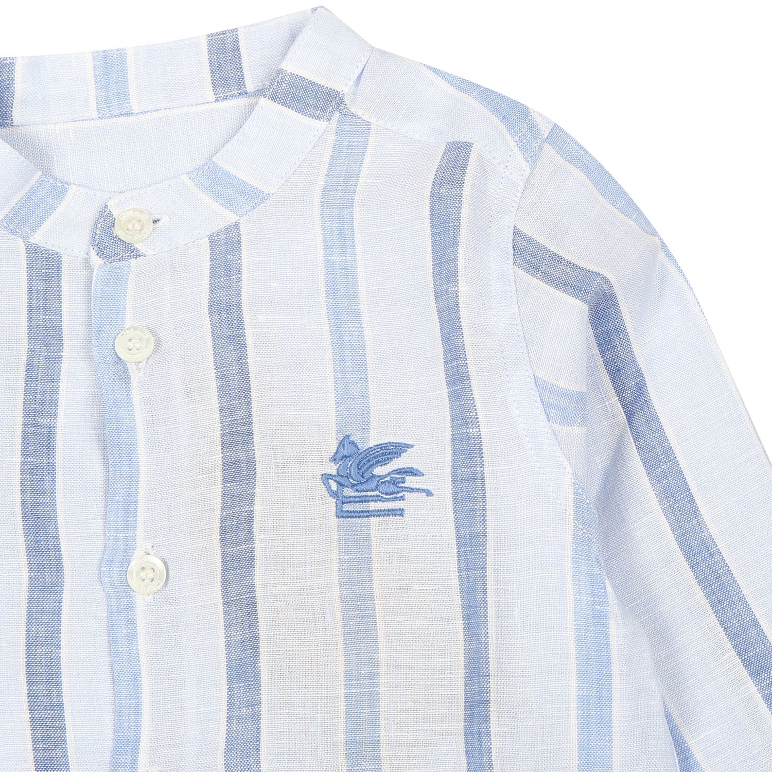 Shop Etro Light Blue Shirt For Baby Boy With Logo