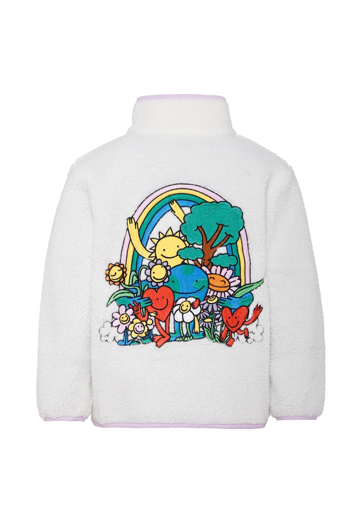 Stella Mccartney Ivory Eco Fur For Girl With Embroidery In White