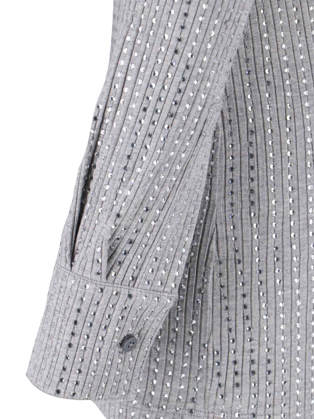 Attico Fitted Grey Mini Dress With Reflective Embellishments In Multi