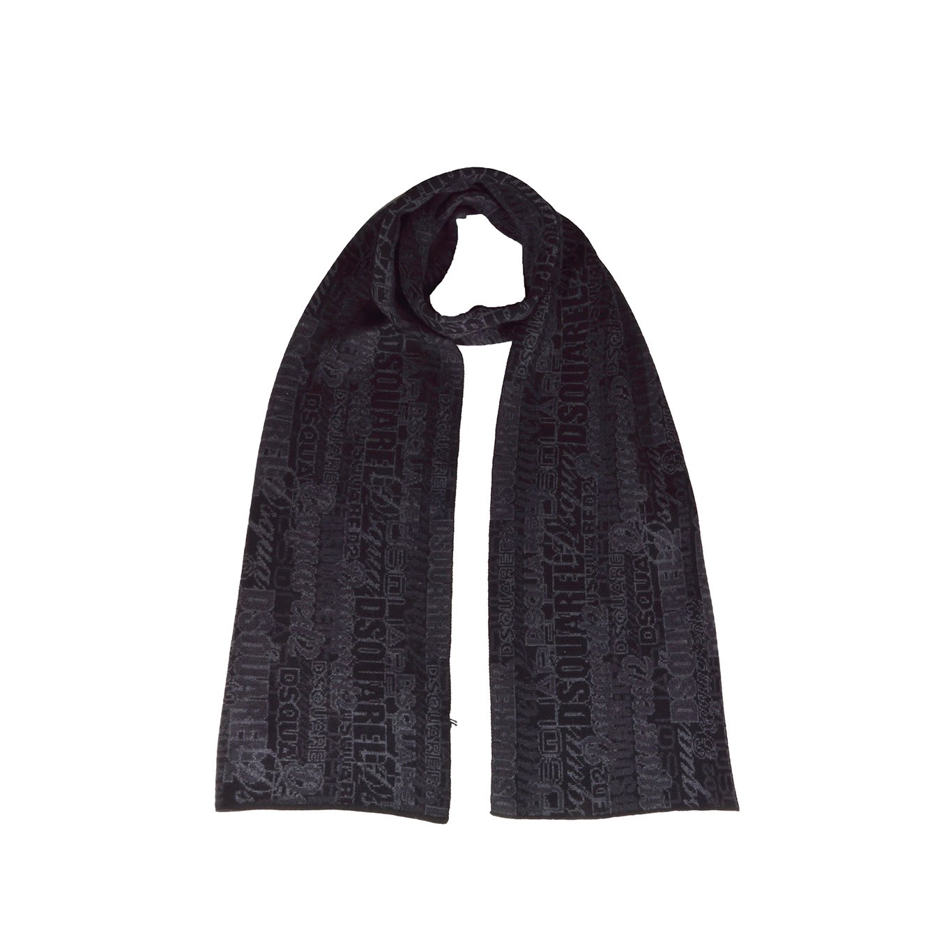 Shop Dsquared2 Dsquared Logo Jacquard Knitted Scarf In Grigio