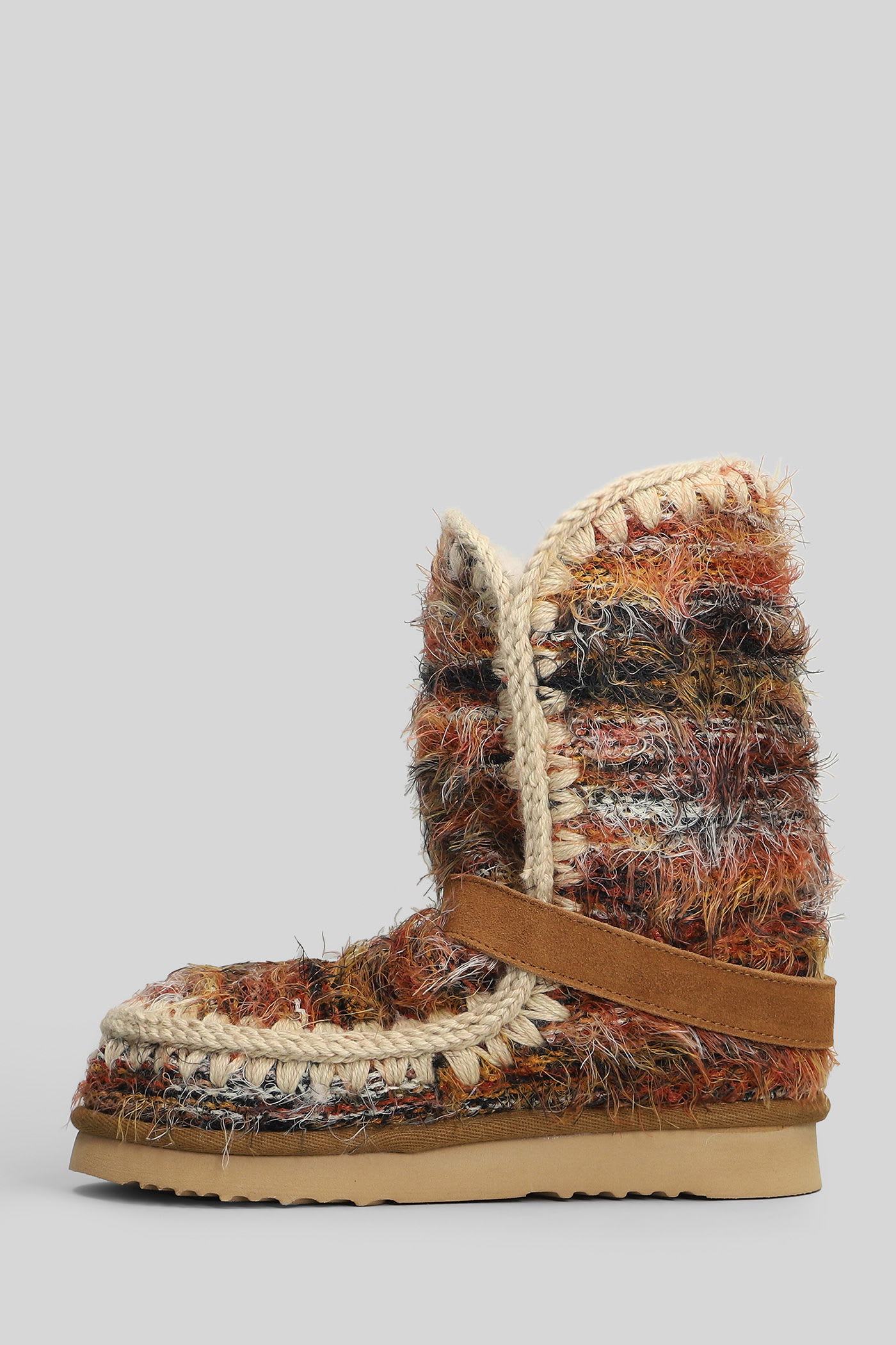 Mou Eskimo 24 Low Heels Ankle Boots In Multicolor Wool In Multi