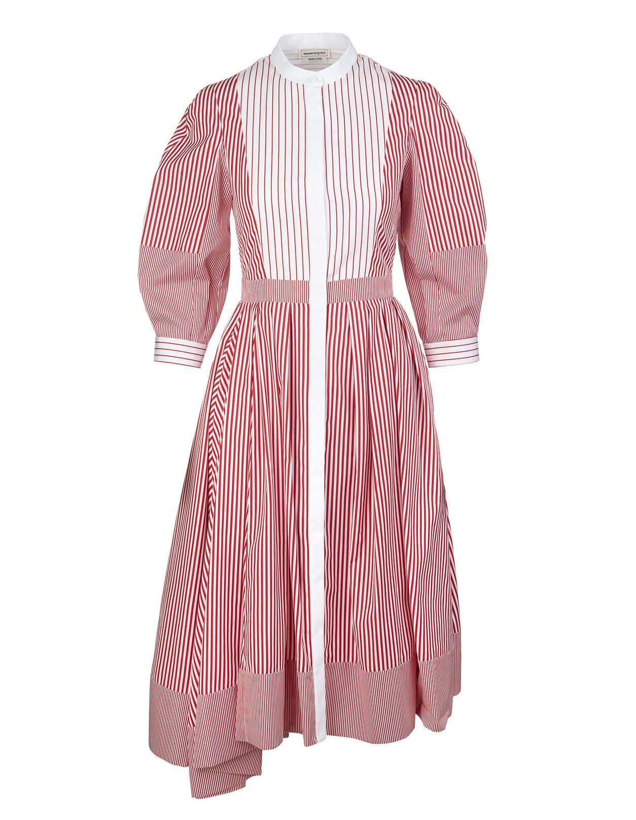 Alexander McQueen White And Pink Striped Patchwork Shirt Dress