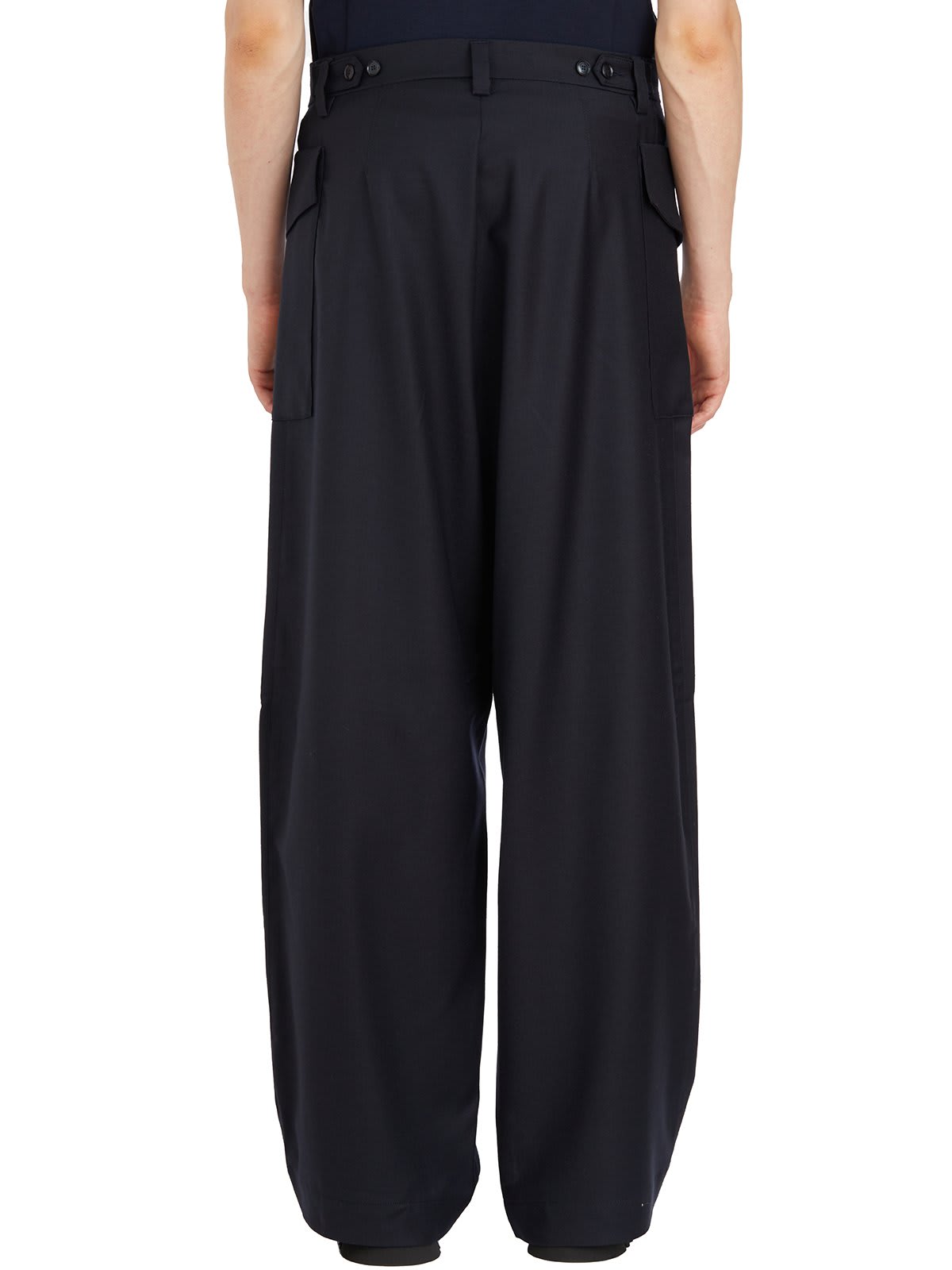 Shop Barena Venezia Caorloto Fan Wide-leg Trousers In Navy