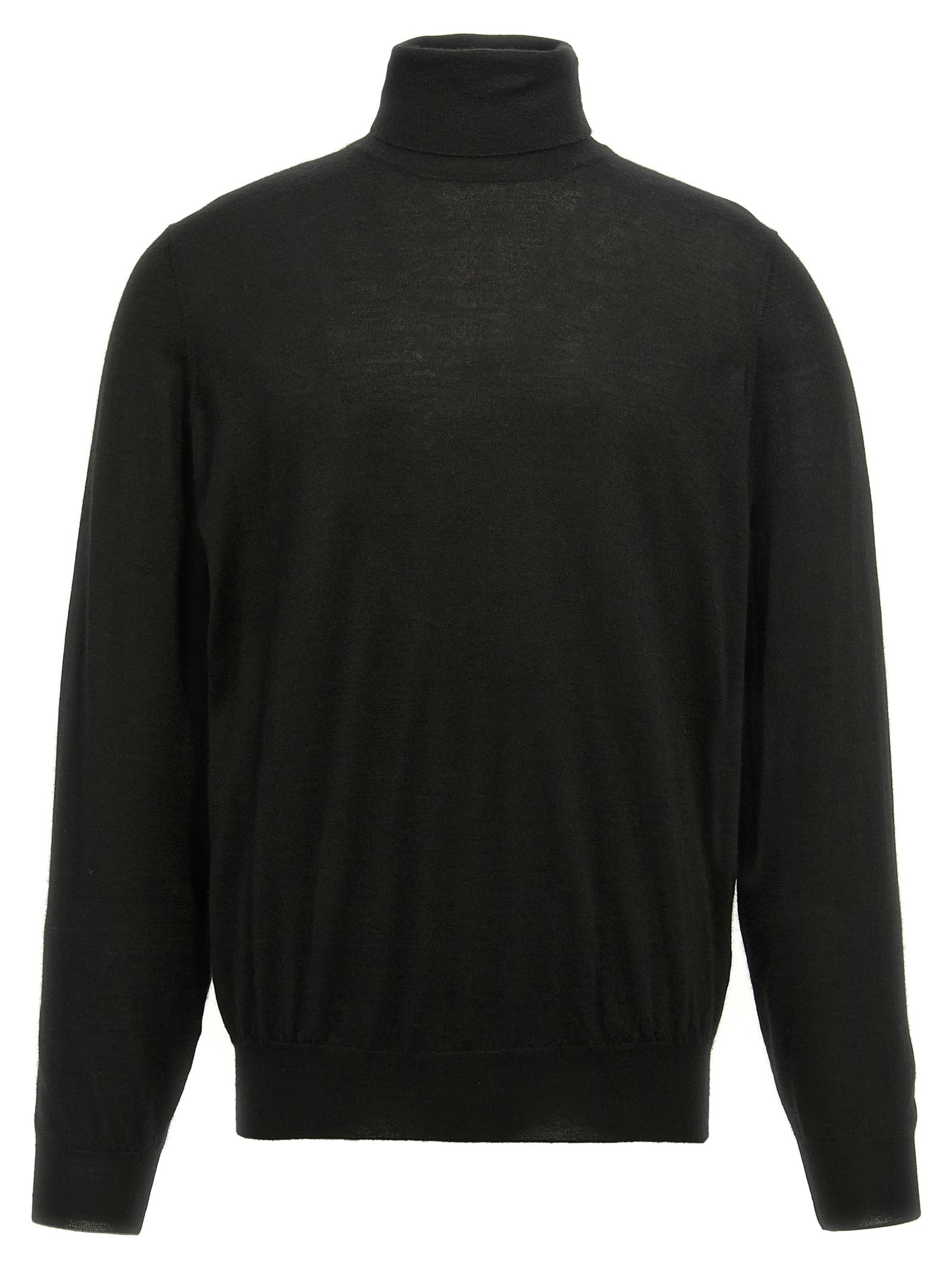 Shop Brunello Cucinelli Silk Cashmere Turtleneck Sweater In Black