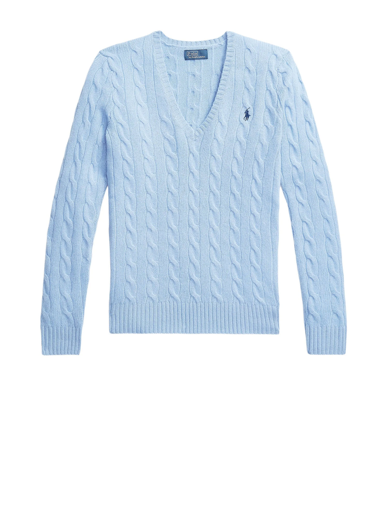 Polo Ralph Lauren Textured Cable Knit V-neck Sweater In Blue