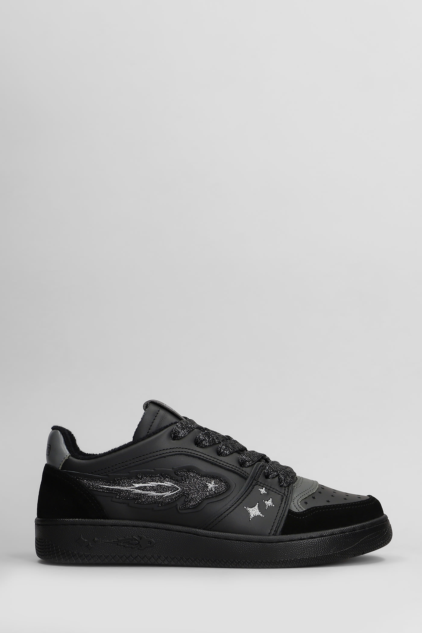 Enterprise Japan Egg Rocket Sneakers In Black Suede And Leather