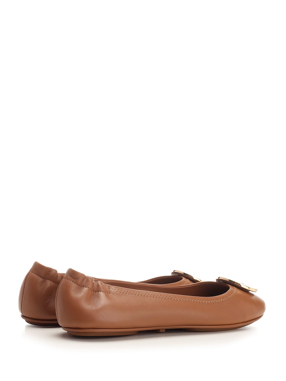 Shop Tory Burch Brown Minnie Ballet Flats Flat Shoes In Cuoio