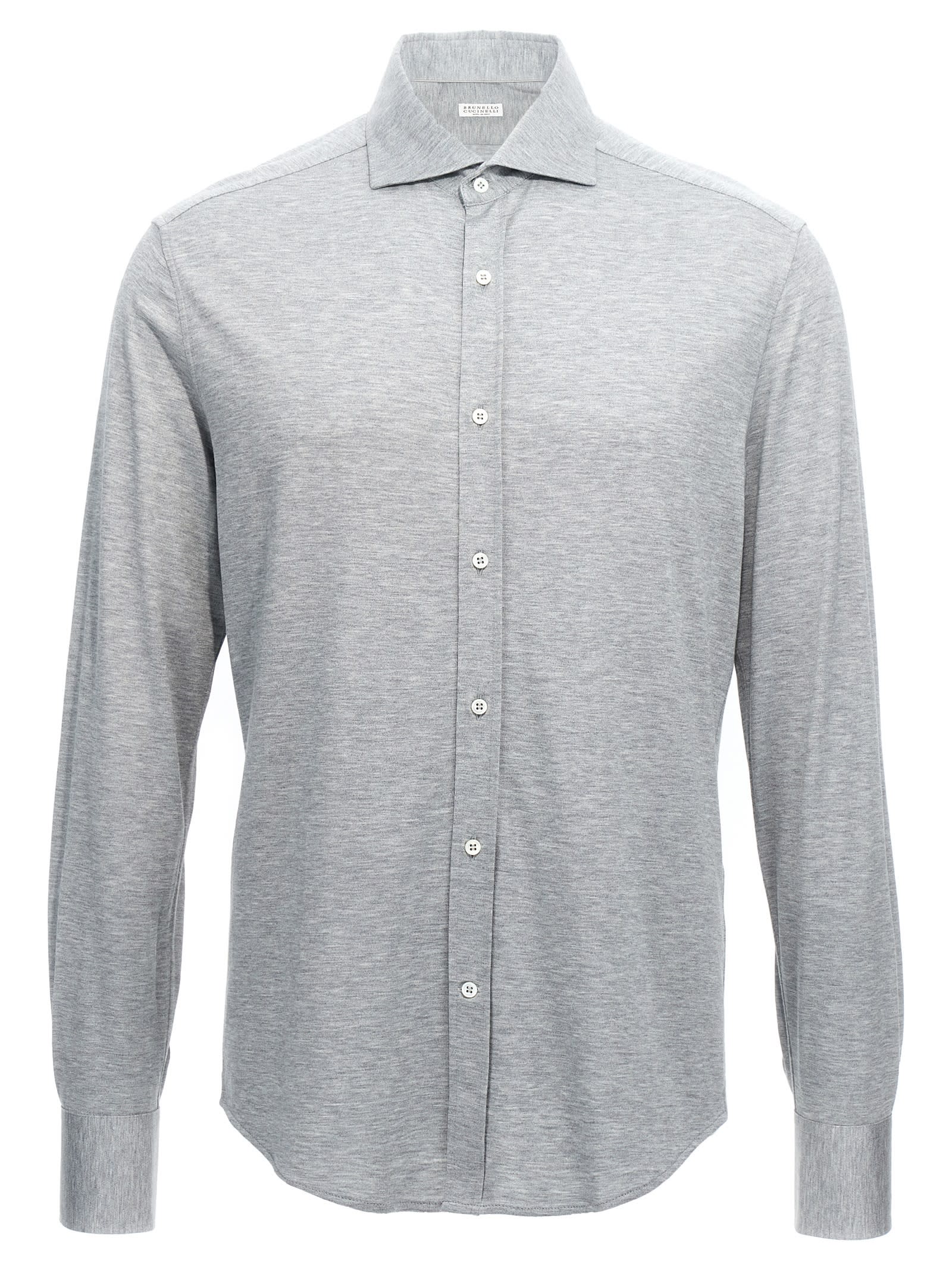 Shop Brunello Cucinelli Jersey Shirt In Gray